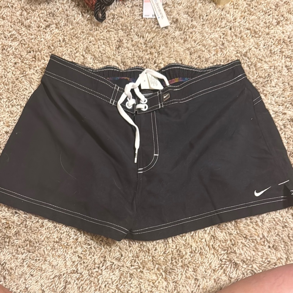 NWT Nike Black Swim Trunks with White Accents